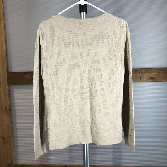 LAFAYETTE 148‎ New York Tan Silk Blend Lightweight Front Clasp Cardigan Sz M - Picture 6 of 8